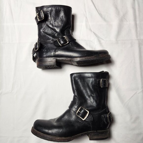Frye Womens 6B Veronica Zip Buckle Boots Black 76603 - Picture 1 of 10